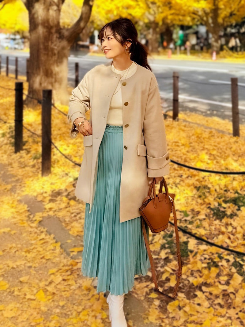 ノーカラーウールコート｜小柄女性専用ウールコート｜designed with mana