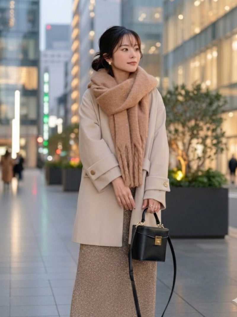 ノーカラーウールコート｜小柄女性専用ウールコート｜designed with mana