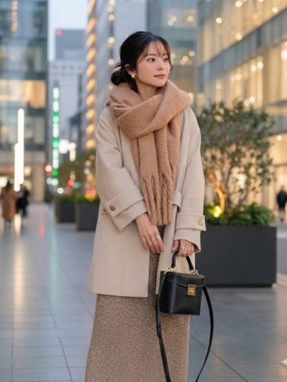ノーカラーウールコート｜小柄女性専用ウールコート｜designed with mana