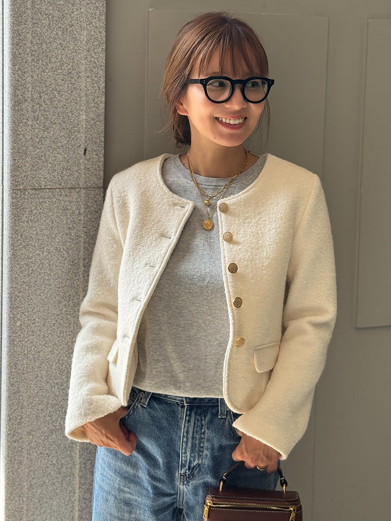 [予約 Sサイズ登場]ブークレーボタンジャケット｜小柄女性のセレモニー服Grand Series