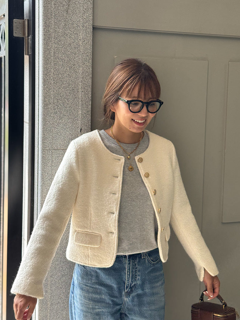 [予約 Sサイズ登場]ブークレーボタンジャケット｜小柄女性のセレモニー服Grand Series