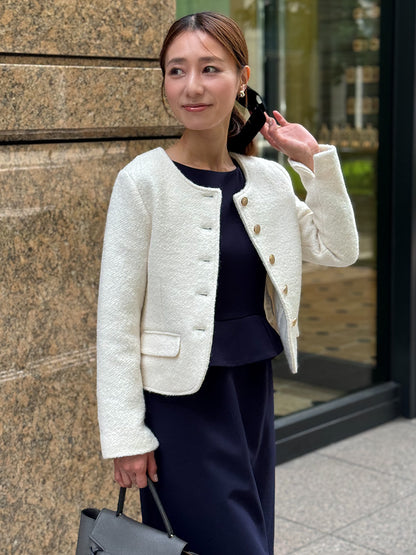 [予約 Sサイズ登場]ブークレーボタンジャケット｜小柄女性のセレモニー服Grand Series