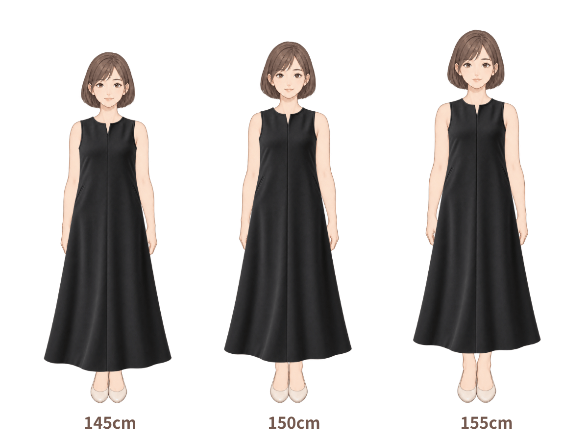 145cm・150cm・155cm の着用イメージ
