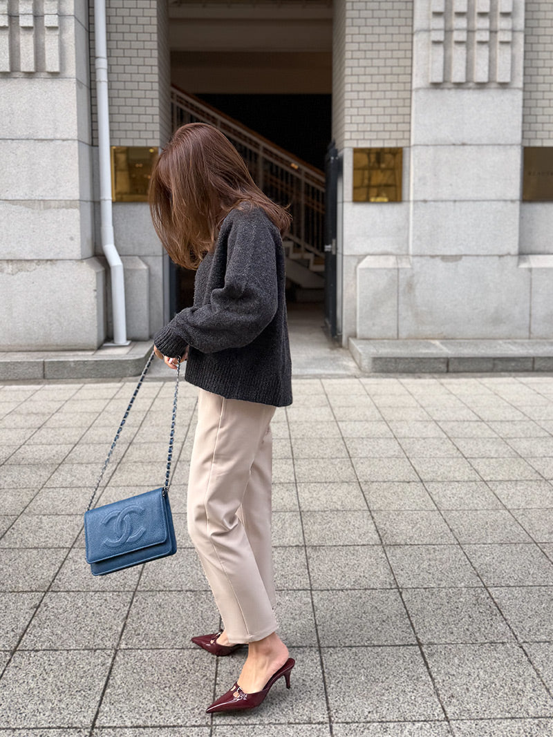 テーパードタックパンツRefine-ベルトループ付｜小柄女性のために設計された美脚シルエット