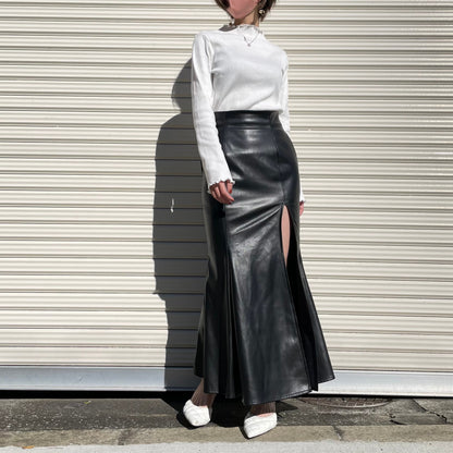 【145㎝～向け】美シルエット大人のマーメイドスカート(フェイクレザー)