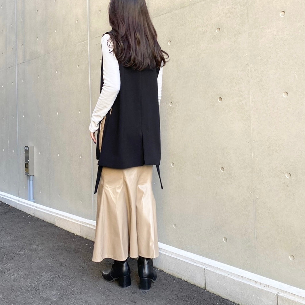 【145㎝～向け】美シルエット大人のマーメイドスカート(フェイクレザー)