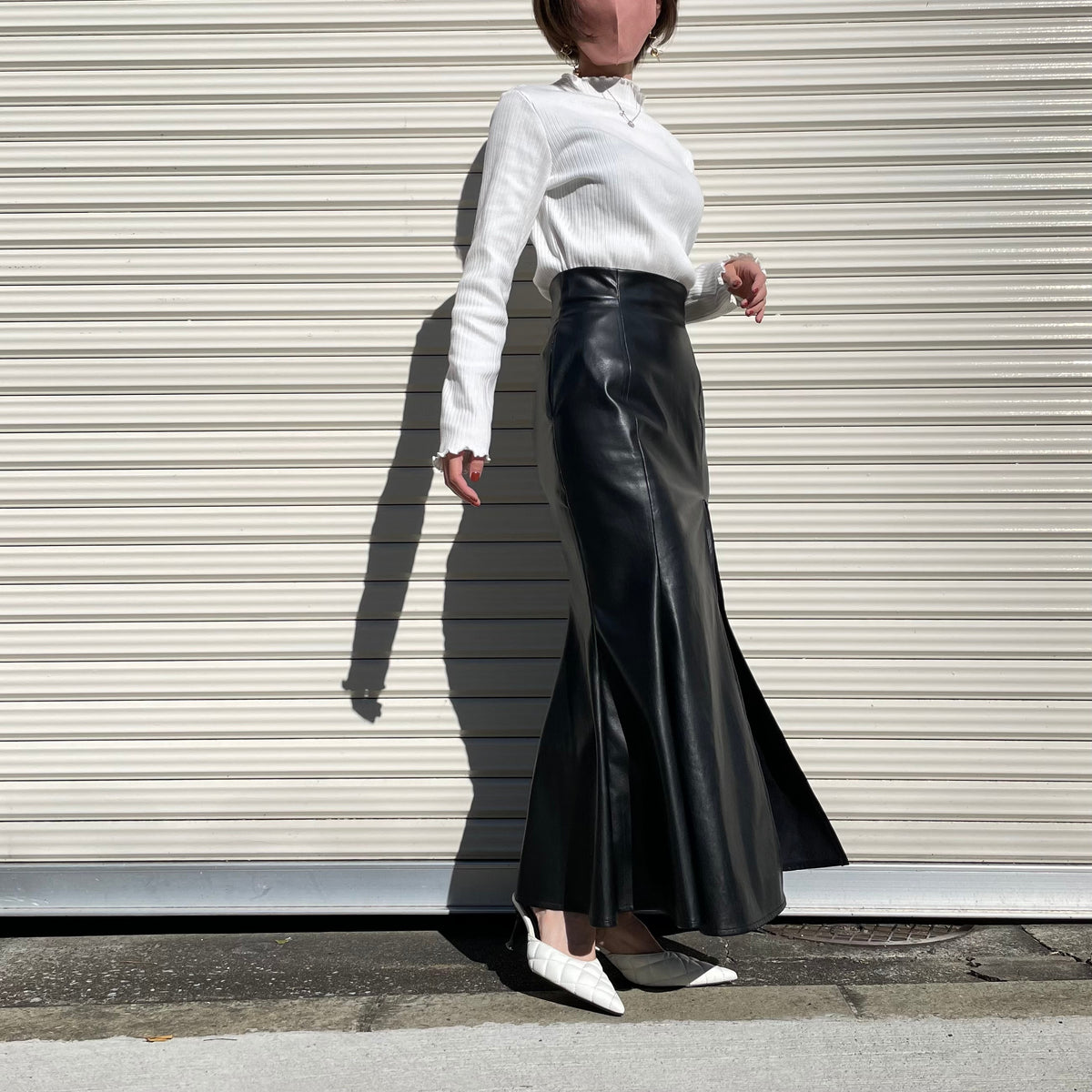 【145㎝～向け】美シルエット大人のマーメイドスカート(フェイクレザー)