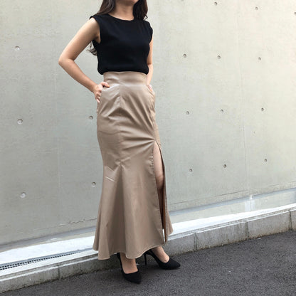 【145㎝～向け】美シルエット大人のマーメイドスカート(フェイクレザー)