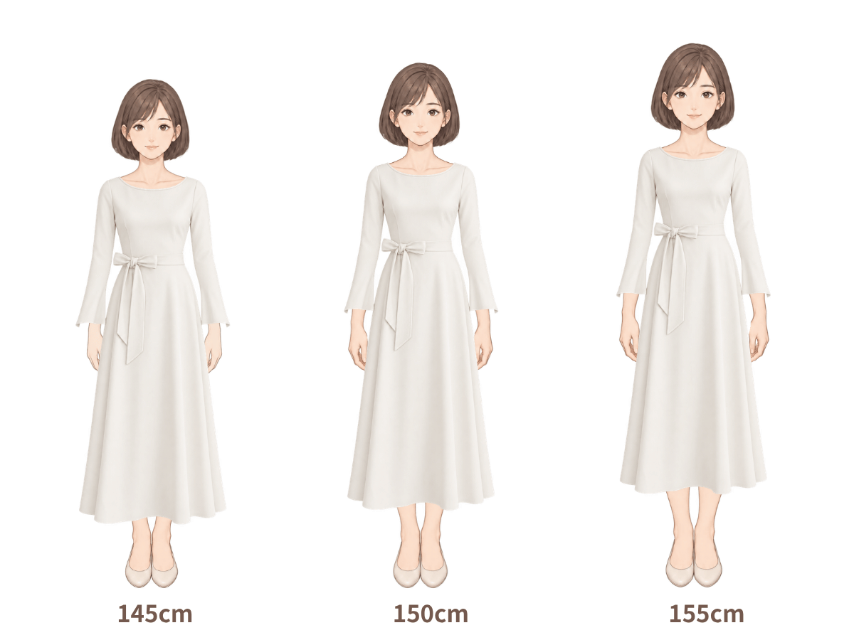 145cm・150cm・155cm の着用イメージ