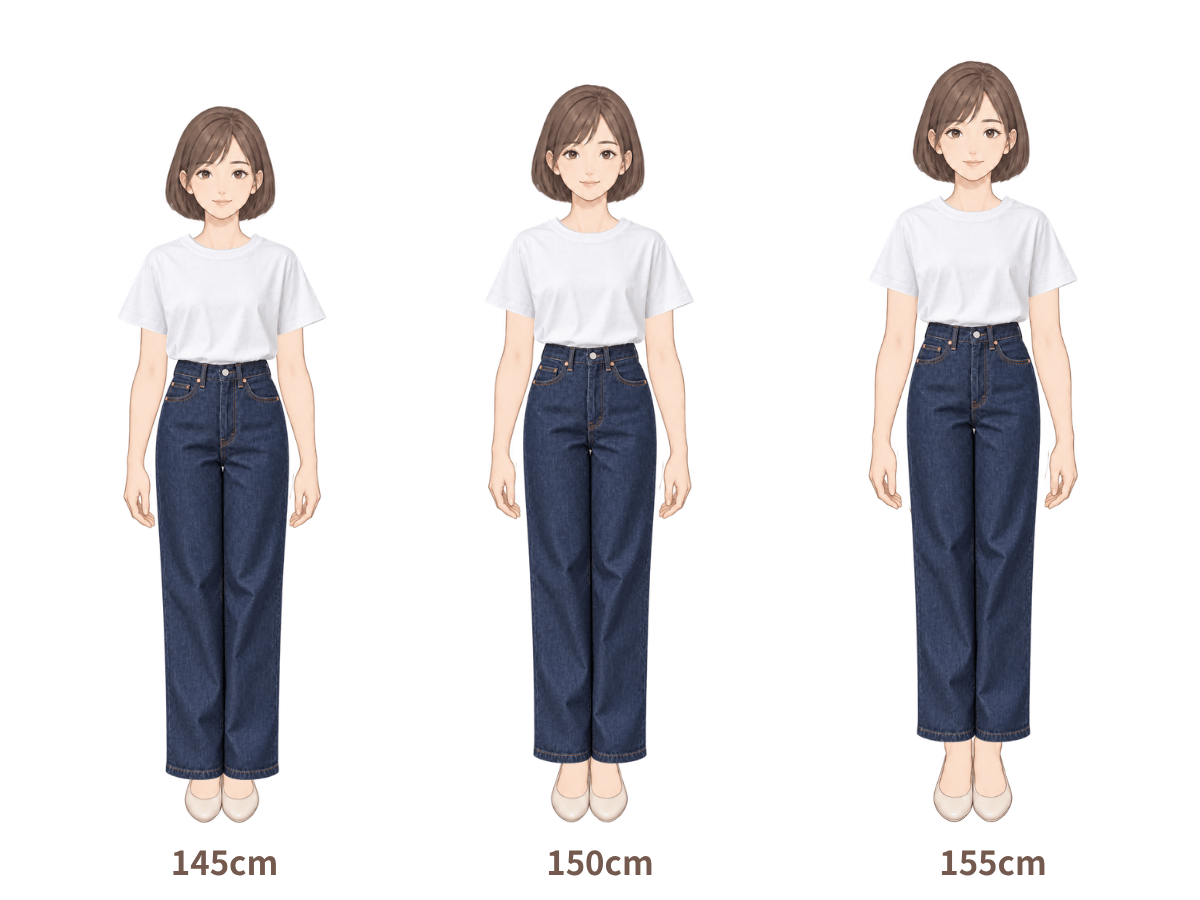 145cm・150cm・155cm の着用イメージ
