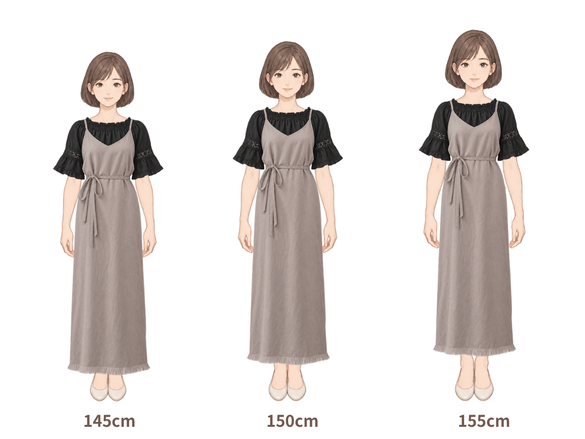 145cm・150cm・155cm の着用イメージ
