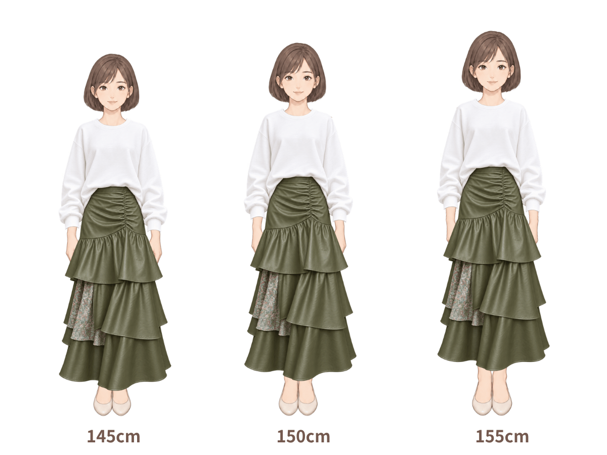 145cm・150cm・155cm の着用イメージ