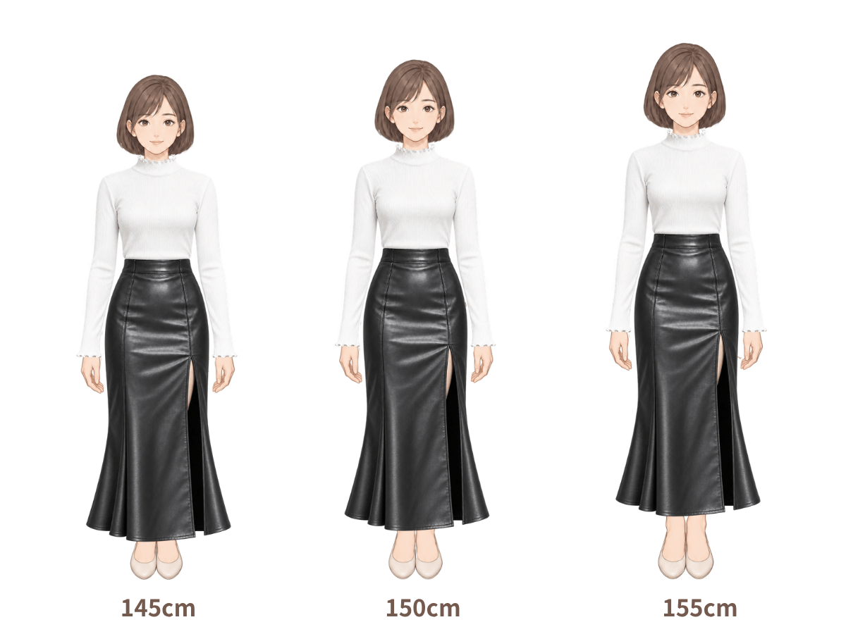 145cm・150cm・155cm の着用イメージ