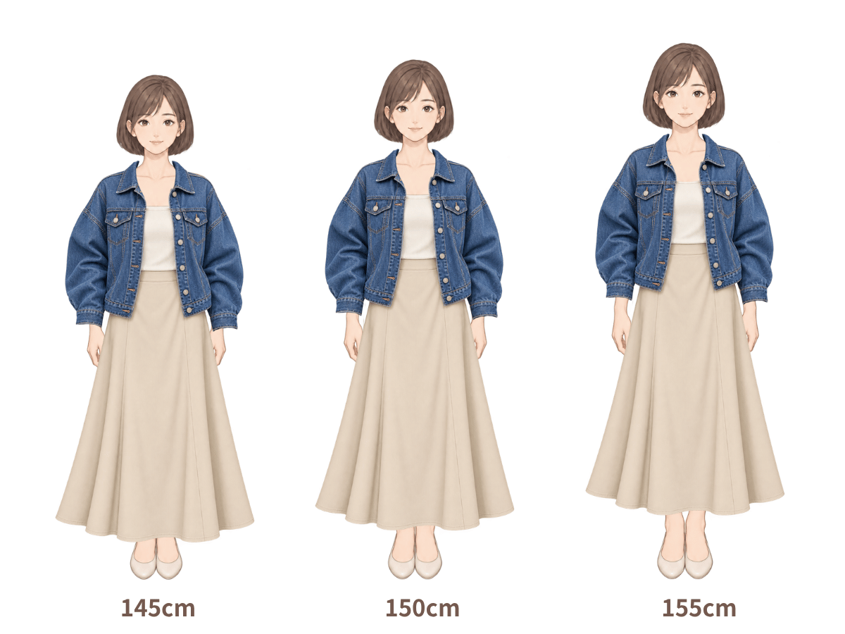 145cm・150cm・155cm の着用イメージ