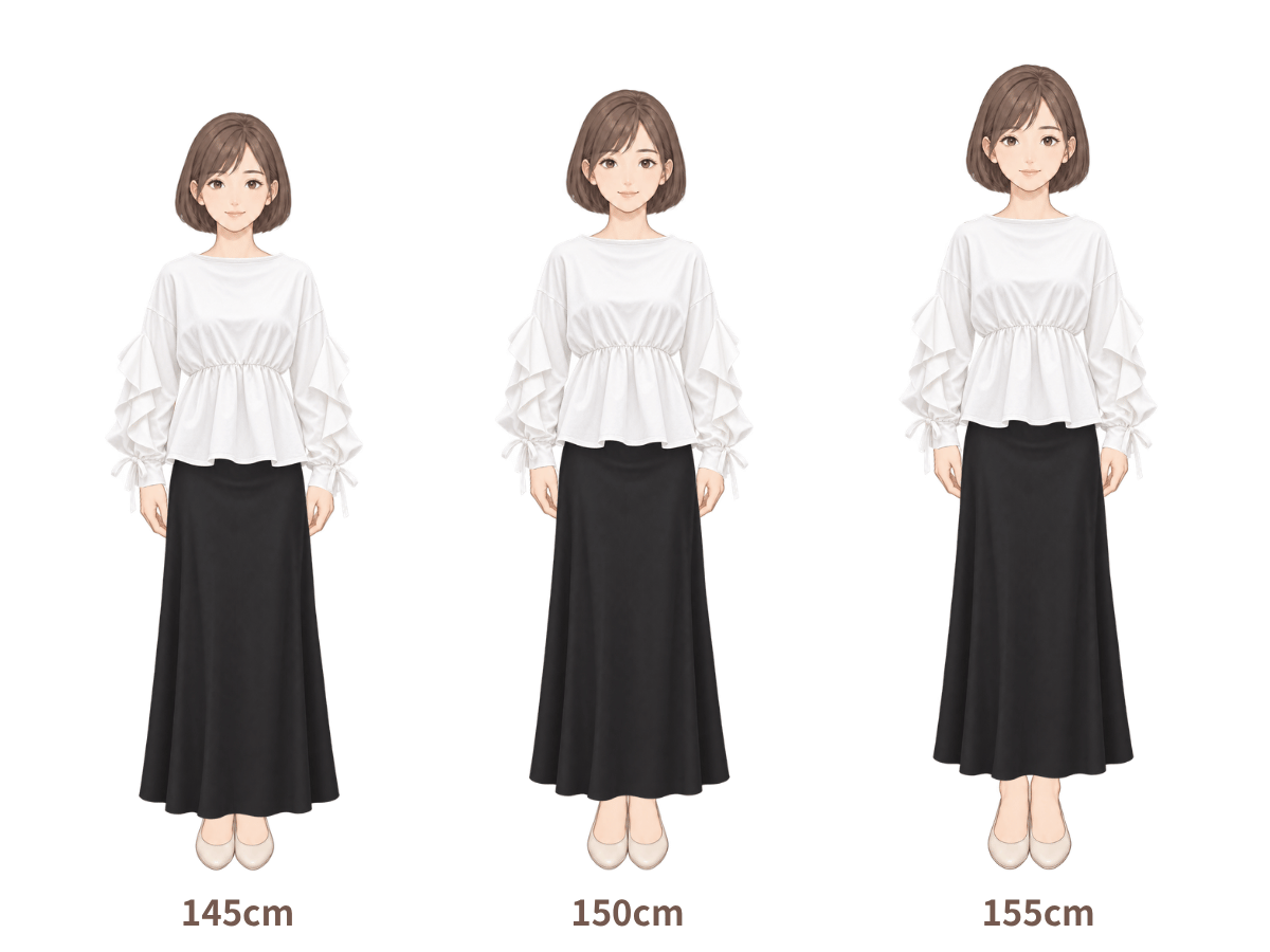 145cm・150cm・155cm の着用イメージ