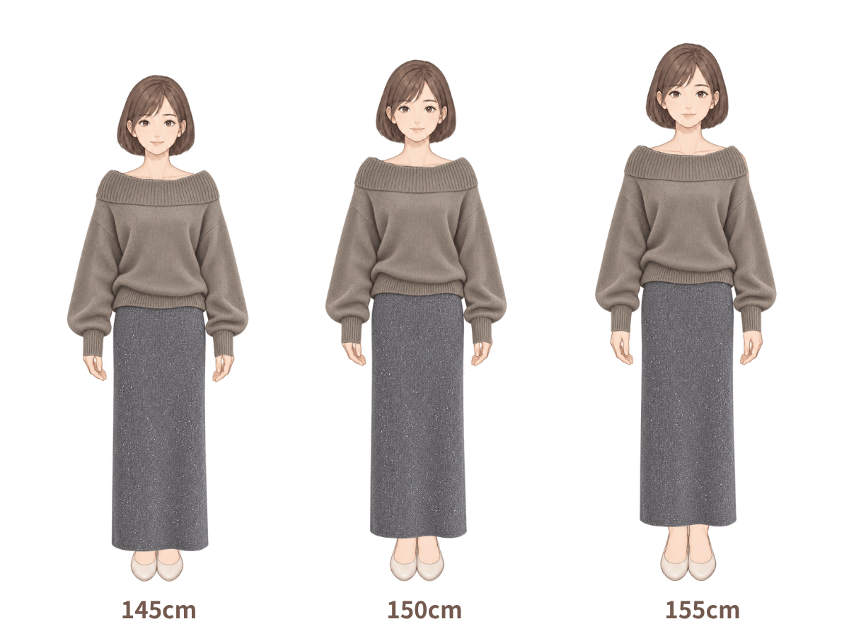 145cm・150cm・155cm の着用イメージ