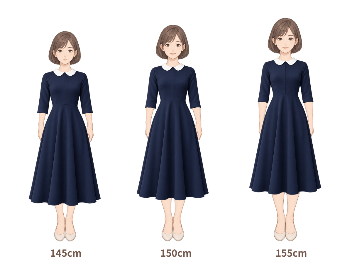 145cm・150cm・155cm の着用イメージ