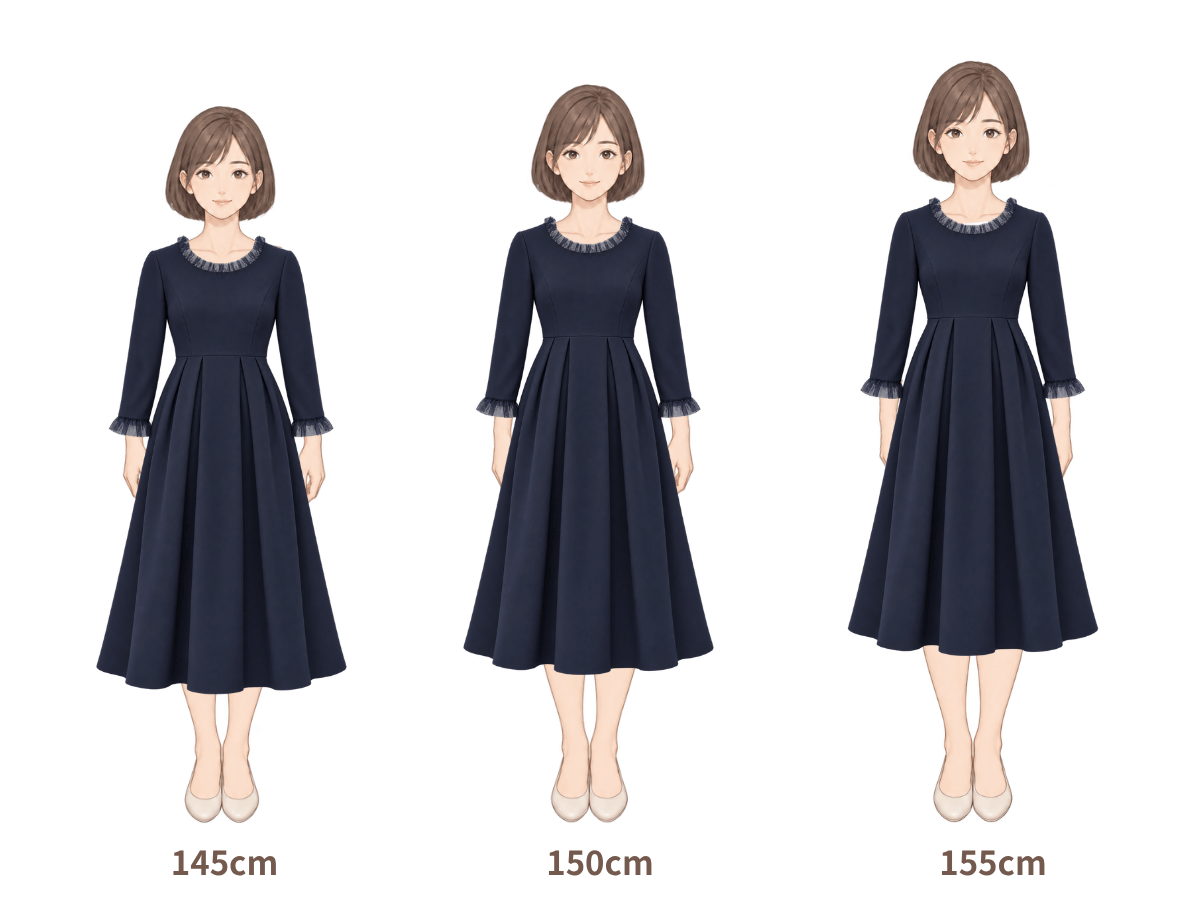 145cm・150cm・155cm の着用イメージ