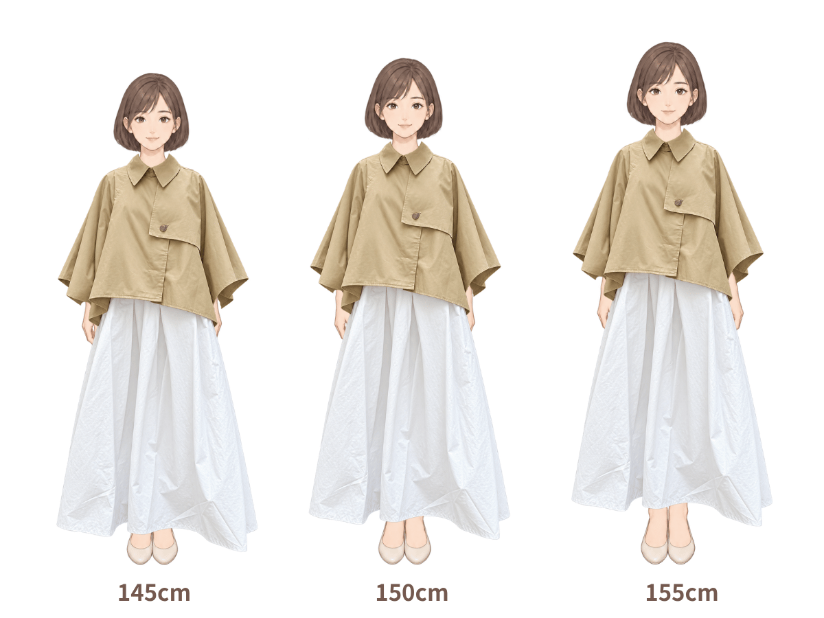 145cm・150cm・155cm の着用イメージ