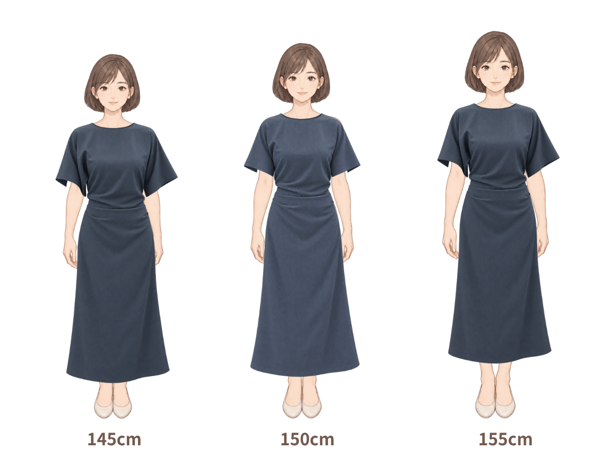 145cm・150cm・155cm の着用イメージ