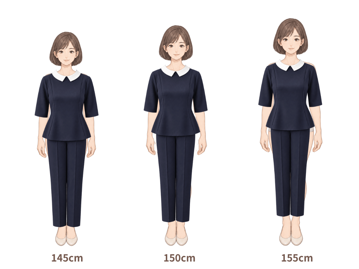 145cm・150cm・155cm の着用イメージ