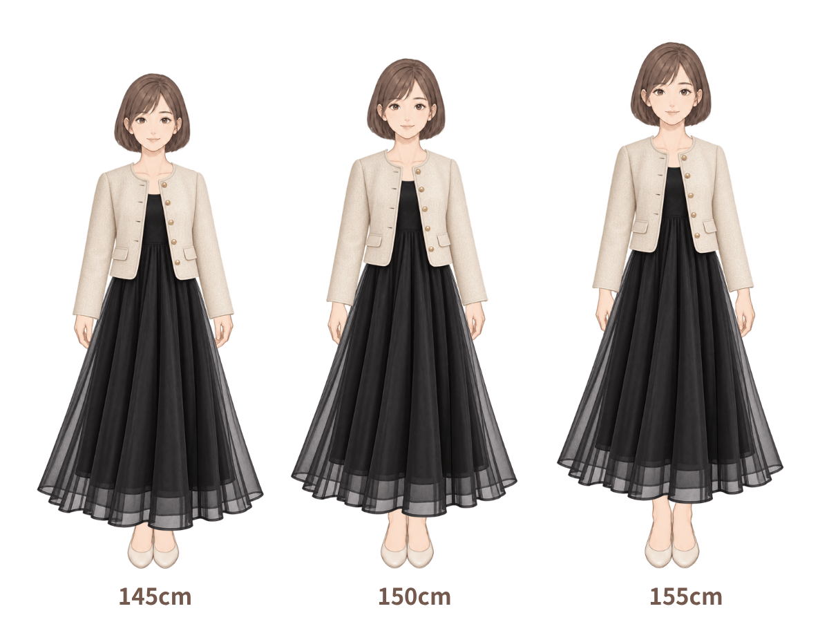 145cm・150cm・155cm の着用イメージ