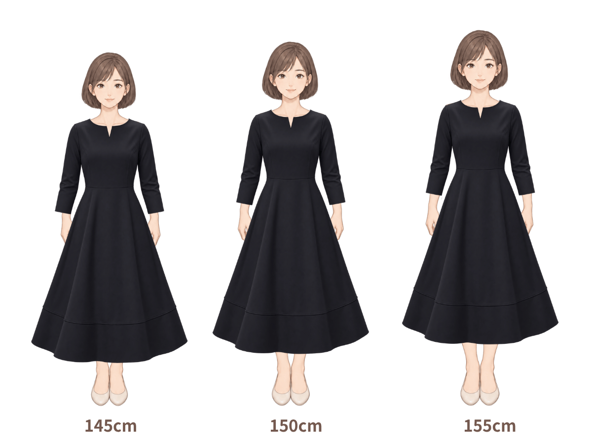 145cm・150cm・155cm の着用イメージ