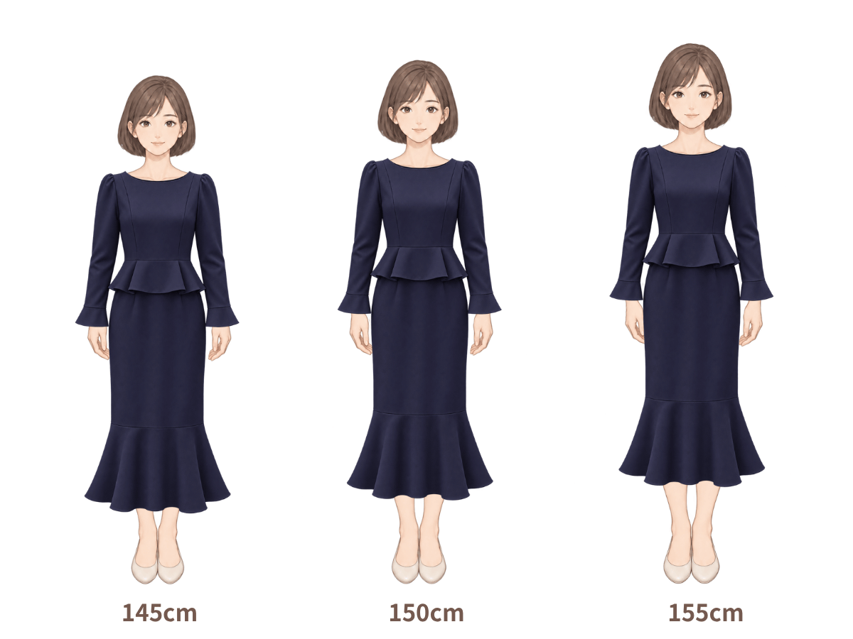 145cm・150cm・155cm の着用イメージ