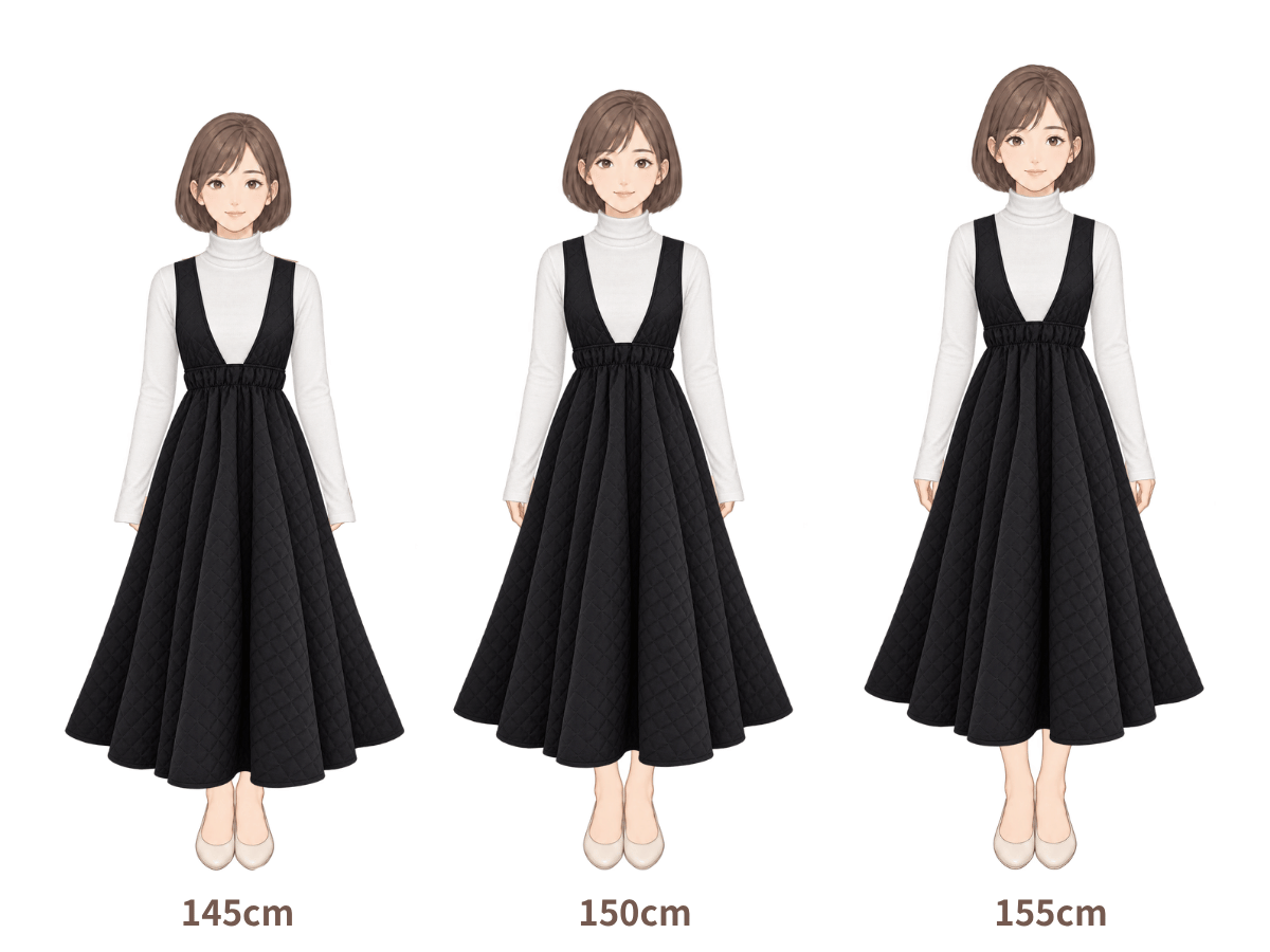 145cm・150cm・155cm の着用イメージ