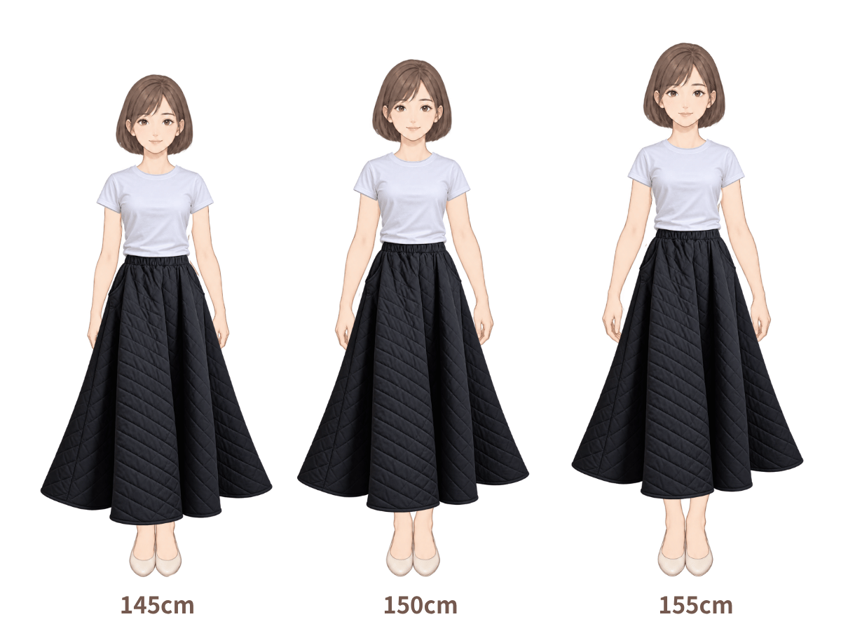 145cm・150cm・155cm の着用イメージ