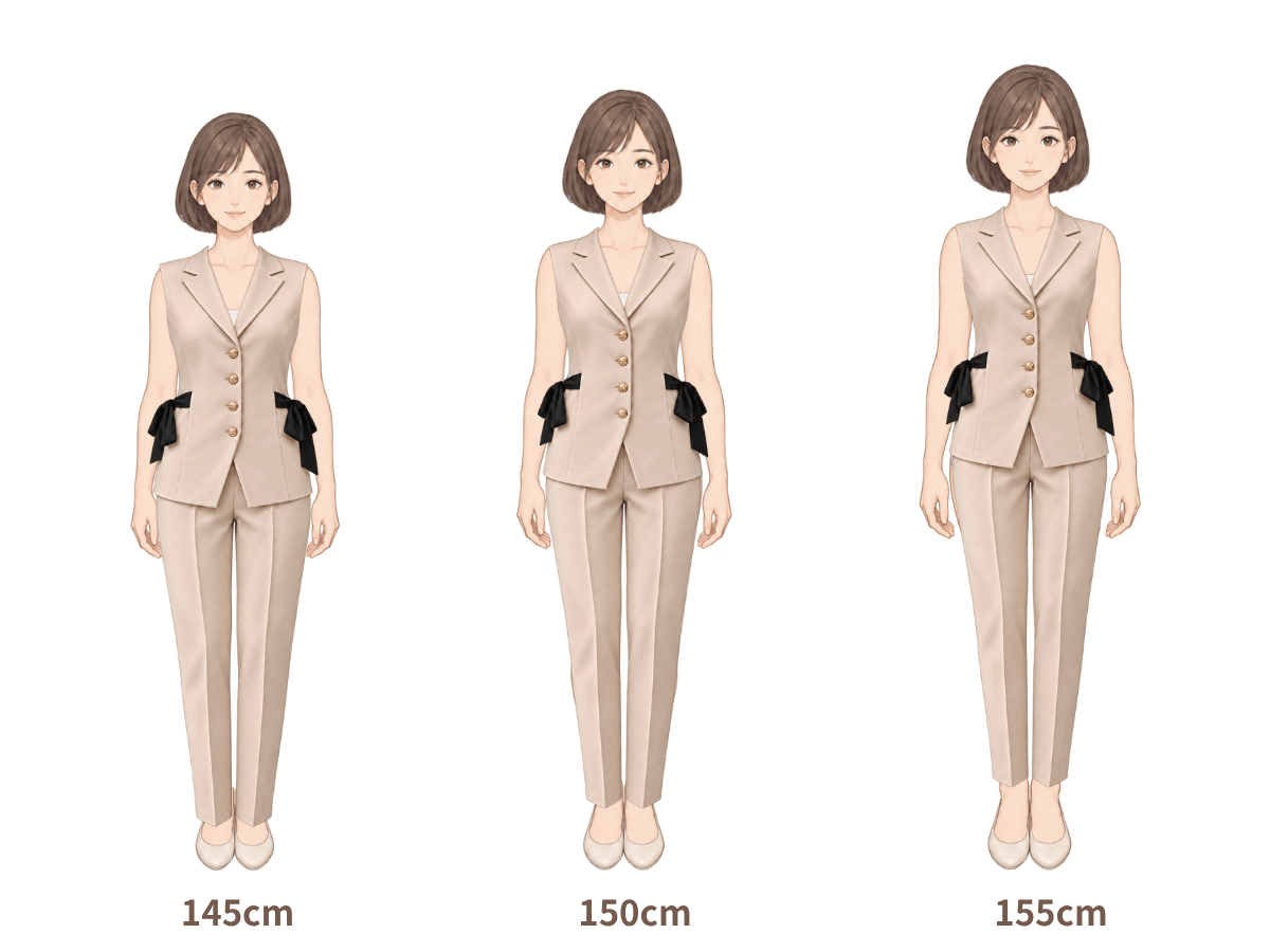 145cm・150cm・155cm の着用イメージ